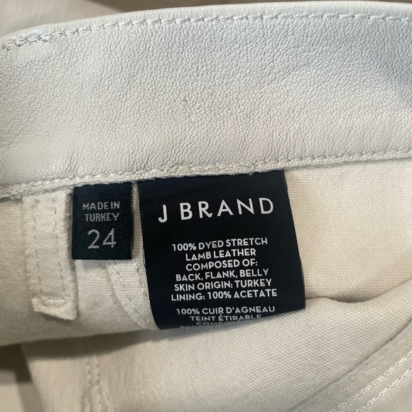 J BRAND Mid Rise 100% Lamb Leather Pants Tectonic Ivory White-Size 24 - Picture 4 of 7